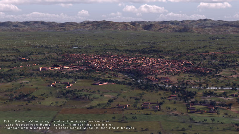 Stadtbauhistorische Rekonstruktion des spätrepublikanischen Rom - Blick über ddie Stadt von Westen / image by Fritz Göran Vöpel, 2026 / © Historisches Museum der Pfalz Speyer