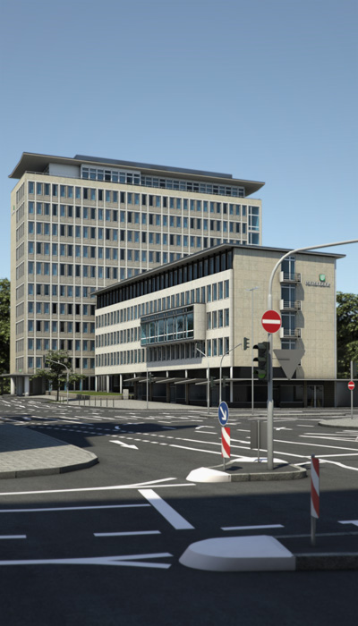 Rentenbank Frankfurt am Main mit Erweiterung - Blick vom Eschenheimer Tor / image by Fritz Göran Vöpel, 2018 / © Landwirtschaftliche Rentenbank